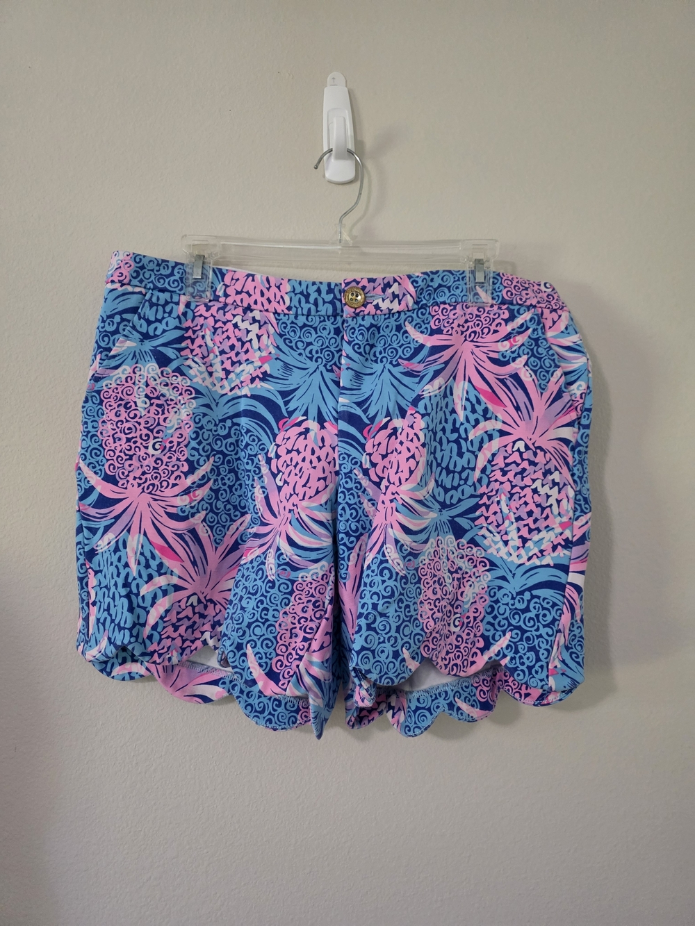 Lilly Pulitzer Blue & Pink Pineapple Print Scalloped Hem Skort